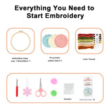 JOINRUN Embroidery Starter Kit for Beginner DIY: 3 Sets Adults Cross Stitch Kit, for Craft Lover Learn Hand Stitch, Includes Stamped Pattern,Hoop, Easy to Follow Instruction and Video JOINRUN