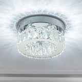 Mini Modern Crystal Chandeliers Flush Mount Ceiling Light Fixture LED Mini Chandeliers with Crystals Hallway Light Bedroom Chandelier for Bathroom Kitchen Office HomLaiting