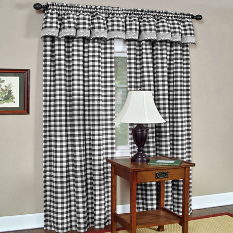 ACHIM Buffalo Check Panel Window Curtain - 42 Inch Width, 84 Inch Length - Black & White Plaid - Light Filtering Farmhouse Country Drapes for Bedroom Living & Dining Room Home Decor ACHIM