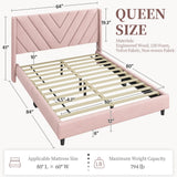 Yaheetech Queen Bed Frame Upholstered Platform Bed with Wing Side/Wooden Slat Support/Tufted Headboard with Wing Side/Mattress Foundation/No Box Spring Needed,Pink Queen Bed Yaheetech