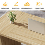 Tribesigns 62" Executive Desk, Large Computer Office Desk with Double Pedestal, Modern Simple Style Natural Wood Top Rectangle Writing Desk for Home Office (Natural) Tribesigns