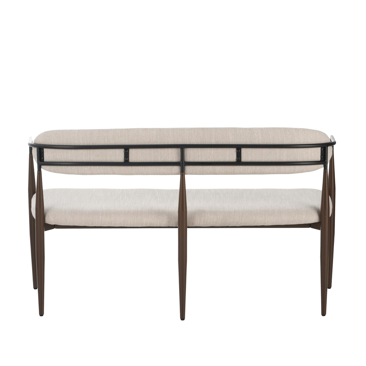 Christopher Knight Home Names Modern Metal Loveseat, Living Room Fabric Upholstered Settee, Curved Open Backrest 2-Seater Sofa, Cozy Couch for Bedroom, Apartment, Home Office, Black+Coffee+Beige Christopher Knight Home