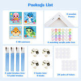 MXJSUA 4 Pack Cute Animals Paint by Numbers Kit with Framed Canvas for Ages 6-12 Kids, Turtle Paint by Numbers Kits for Children Beginners, Acrylic Oil Painting for Home Wall Decor Gift (8x8 inch) MXJSUA