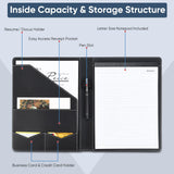 Pacific Mailer Padfolio Portfolio Leather Binder, Interview Legal Document Organizer, Business Card Holder Included Letter Sized Writing Pad [Piano Noir Faux Leather Matte Finish] Pacific Mailer