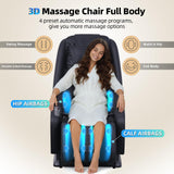 Massage Chair Full Body, Zero Gravity 3D SL-Track Shiatsu Massage Recliner Chair with Auto Modes, Airbag Massage, Wheels for Easy Movement, Compact Design for Quality Comfort, Black Msutree