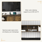 jiteentarou 103" Large Wall Unit TV Stand with Storage, Farmhouse Entertainment Center with Bookshelves for TVs up to 80", Wall Unit TV Stand with Power Outlets, TV Stands for Living Room, Brown jiteentarou