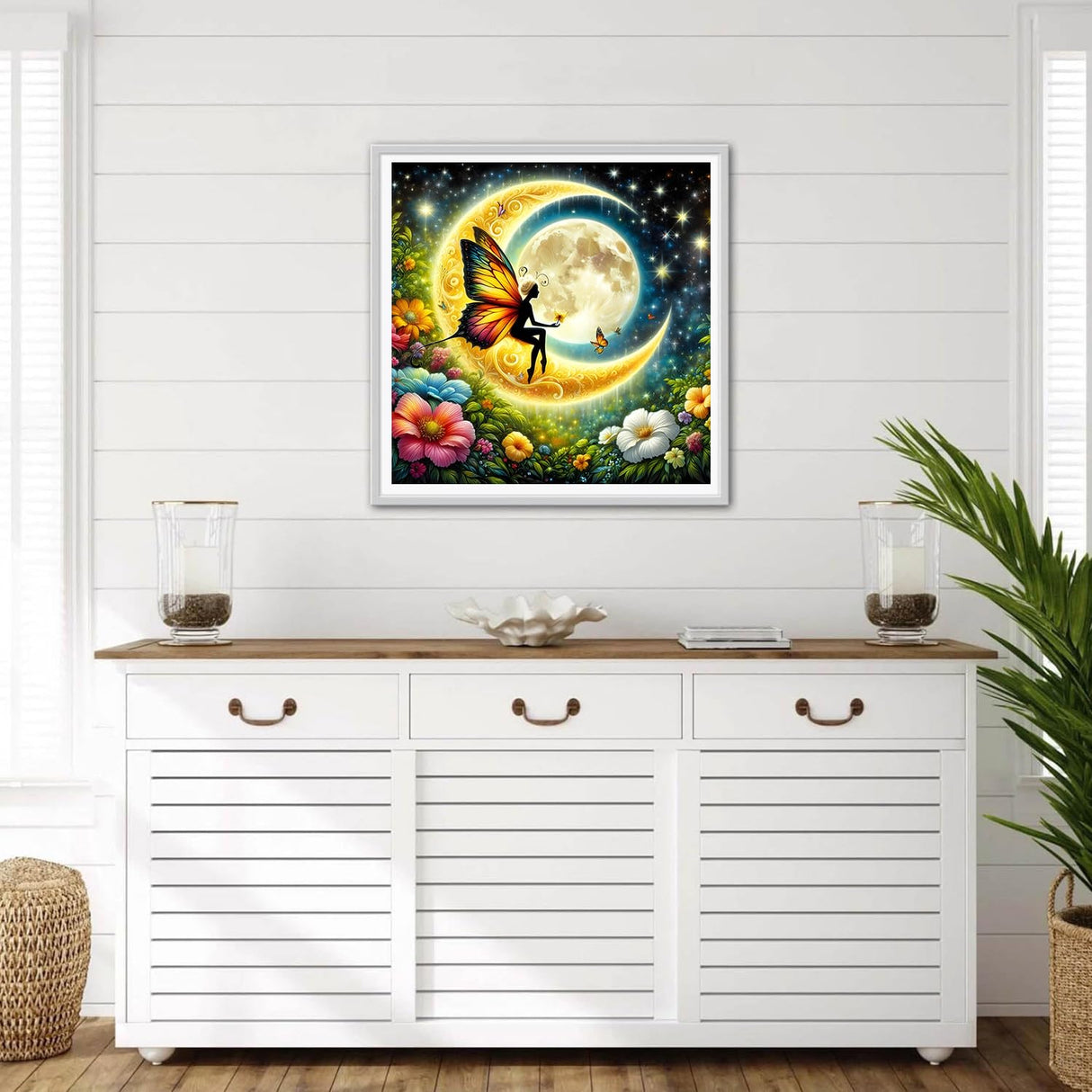 GDYEEH DIY 5D Butterfly Fairy Diamond Art Kits, Round Full Drill Sparkling Moon Diamond Painting Picture, Dreamland Diamond Painting Art Kits Craft for Adults Beginners, Home Wall Decor 12x12 inch GDYEEH
