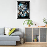 Pavemlo 5D Diamond Art Kits for Adults Dreamcatcher Wolf, Full Drill Diamond Art Animals Pictures Paint with Diamonds, DIY Cross Stitch Jewel Art Rhinestone Craft for Home Wall Decor 12x16 in Pavemlo