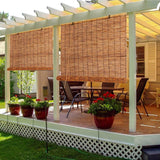 Natural Bamboo Roller Blinds - Cordless Sun Blocking Privacy Shades for Indoor/Outdoor Patio, W 24" - 75" WZLSQLTY