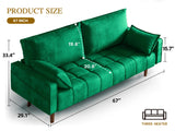 YITAHOME 67" Loveseat Sofa, Velvet Fabric Sofa Couch for Small Space, Modern Loveseat with Button Tufted Seat and Side Storage Pockect, 3 Seater Couch for Living Room Bedroom, 2 Pillow Included, Green YITAHOME