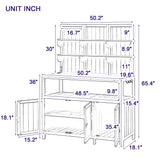 LZ LEISURE ZONE Potting Bench with Hutch, 50.2" Solid Fir Wood Garden Workstation with Large Countertop, 2 Shelves, 2 Cabinets and 3 Side Hooks, Outdoor Planting Table for Gardening, Green LZ LEISURE ZONE