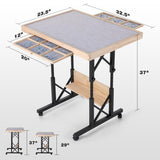 FUNTOK 1500 Piece Jigsaw Puzzle Table with Legs for Adults, Portable Wooden Puzzle Tables with Wheels, Drawers, Adjustable Height with Scales, 5-Tilting-Angle, Transparent Cover, Non-Slip Felt Surface FUNTOK