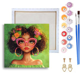 Ginfonr Framed Paint by Numbers Kit for Adults, African Women Acrylic Painting on Canvas, African Oil Painting for Beginner with Brushes, Adults Paint-by-Number for Home Wall Decor (8x8inch) Ginfonr