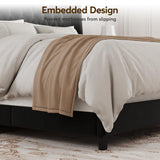 SEREINEY Full Bed Frame with 55" Tall Headboard, Upholstered Bed Frames, Soft Fabric, Button Tufted Headboard with Windback, Platform Bed, Noise-Free, No Box Spring Needed, Black SEREINEY