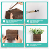 Qinyoung 4 Pack Wood Wall Planters Natural Hanging Plant Pots Plant Holder Natural Farmhouse Wall Hanging Decor Vase for Plants Indoor Artificial Plants Propagation Wall Planters Qinyoung