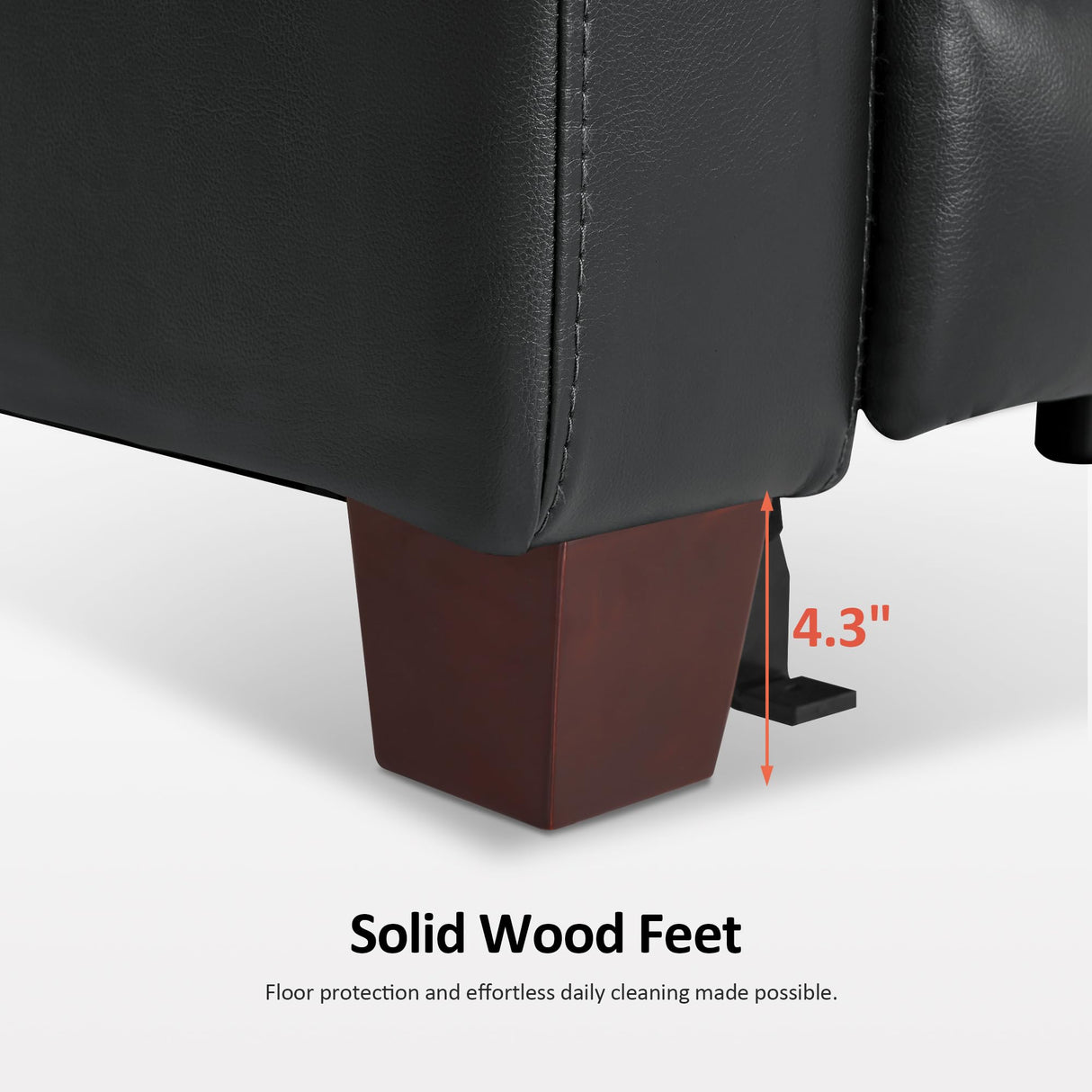 MCombo Zero Wall Recliner Chair, Wall Hugger Power Recliner Chair with Adjustable Headrest, High Wood Leg, USB & Type C Dual Charge Ports, for Living Room, Small Spaces, HL128 (Faux Leather, Black) MCombo