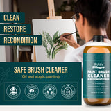 Bristle Magic Oil Paint Brush Cleaner and Restorer-Paintbrush Cleaner for Acrylic, Oil, and Glass Paints-Biodegradable, Non-Toxic, Odorless, Eco-Friendly, Quick-Clean Formula Paint Remover (32 Fl Oz) Bristle Magic