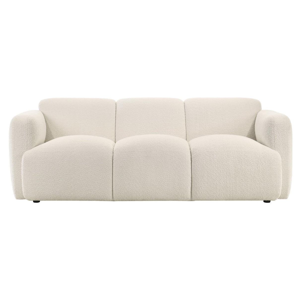 Sierra Modern 83 in. Ivory Boucle Handcrafted Contemporary Sofa for Living Room or Couch for Family Room with Rounded Arms Armen Living