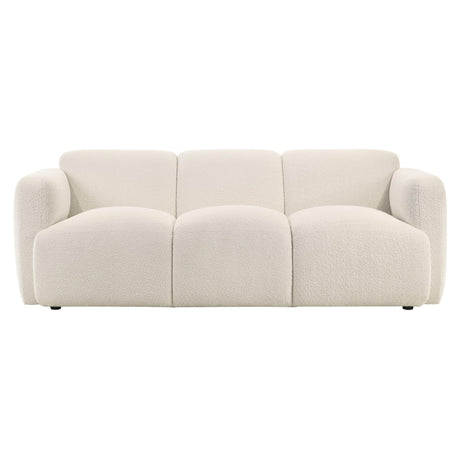 Sierra Modern 83 in. Ivory Boucle Handcrafted Contemporary Sofa for Living Room or Couch for Family Room with Rounded Arms Armen Living