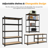 MUPATER 48" W x 24" D x 72" H Metal Storage Shelves, 5 Tier Shelves and Adjustable Shelves, Garage Shelving Unit, Standing Utility Shelf Racks for Pantry Warehouse Kitchen MUPATER