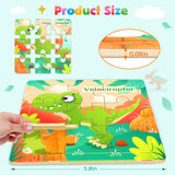 Zeoddler Wooden Puzzles for Toddlers, 8 Pack Dinosaur Jigsaw Puzzles for Kids3-5, 9 Pieces Preschool Learning Activities, Learning & Educational Puzzles, Gift for Boys, Girls Zeoddler
