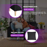 TYBOATLE 66" Sofa Couches Set of 2, Black Leather Loveseat w/ 2 USB Charging Ports & Pillow, Modern Love Seats and Armchair, Small 2 Seater Couch for Living Room, Small Spaces, Office, Bedroom TYBOATLE