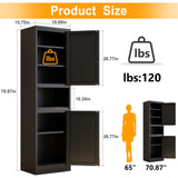 Ckzbx 70.87" H Metal Narrow Pantry Storage Cabinet Tall Steel Bathroom Cabinet,4 Adjustable Shelves for Kitchen, Home Office, Living Room, Dinning Room (Black) Ckzbx
