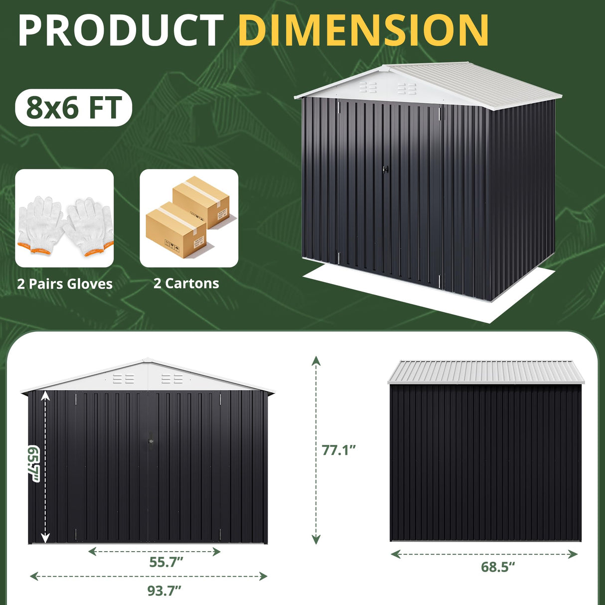 AirWire 6x8 FT Outdoor Storage Shed, Garden Shed with Updated Frame Structure and Lockable Doors, Metal Tool Sheds for Backyard Garden Patio Lawn, Grey AirWire