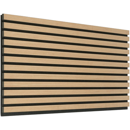 Acoustic Wood Veneer Slat Panels for Interior Wall and Ceilings Décor | 3D Seamless Spliced Wood Wall Panels | Sound Absorbing Decorative Panels | Luxury Real Wood | Natural Oak x 2 Pack