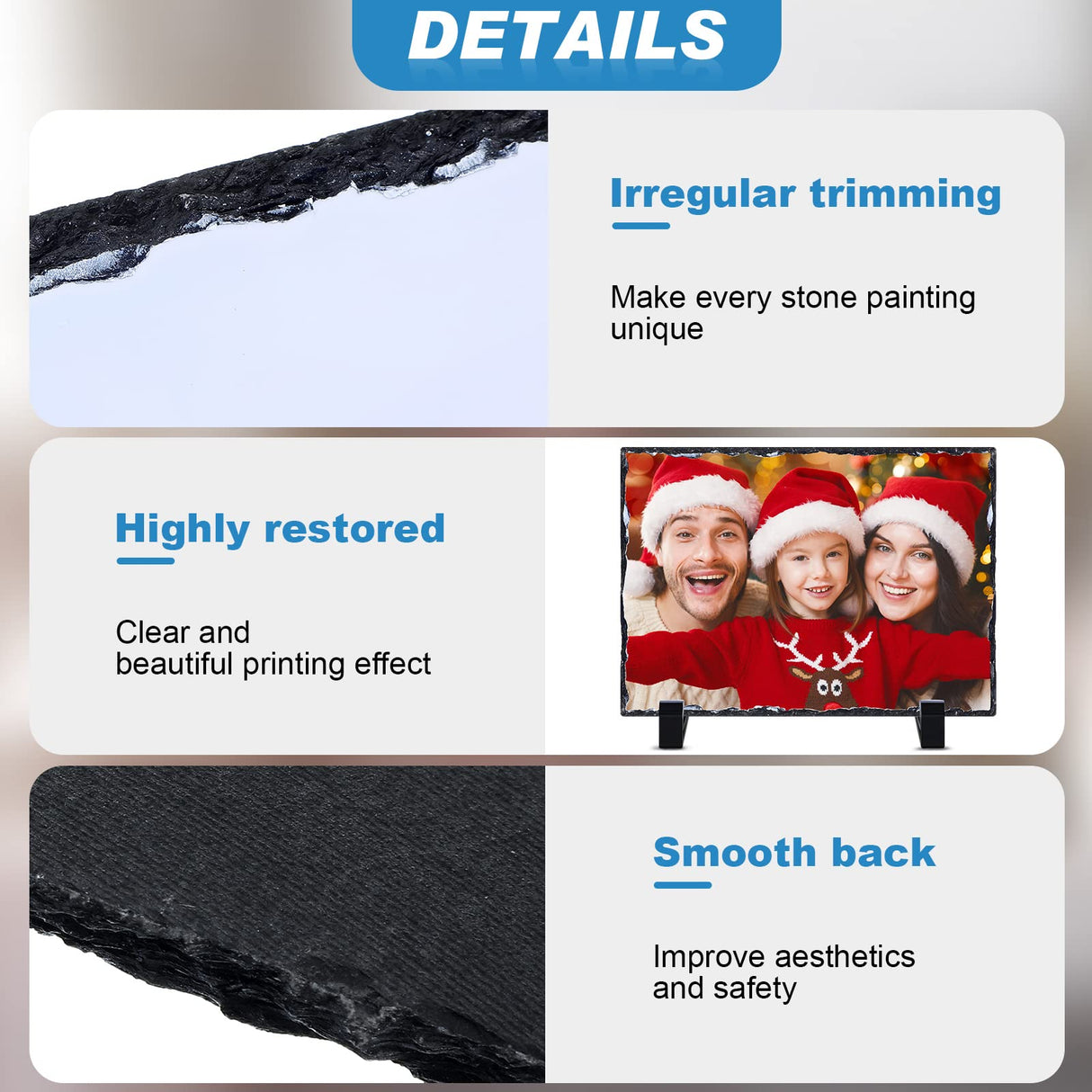 Gersoniel 2 Pieces Sublimation Blank Slate Rock Stone Photo Frame Heat Transfer Rectangular Picture Frame with Display Holder for Heat Press Machine (3.9 x 5.9 Inch) Gersoniel