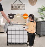 Laundry Hamper with Heavy Duty Caster Wheels; 3 Sections Clothes Hamper with Lid; 132L Laundry Basket with Removable Liner Bag; Laundry Sorter with Metal Handle (White) Hermina