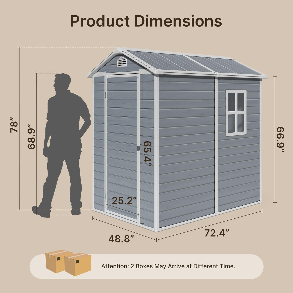 Gizoon 6x4 FT Outdoor Storage Shed with Floor, Resin Garden Tool Shed with Lockable Doors, Window, Vents, Reinforced Steel Frame, Waterproof Plastic Storage Sheds for Backyard, Patio, Lawn Gizoon