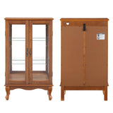 nifoti 43" H Lighted Curio Cabinet Display Case, Glass Curio Cabinet with Adjustable Shelves and Tempered Glass Door, Wooden Curio Cabinet w/Mirrored Back Pane for Living Room (Oak) nifoti
