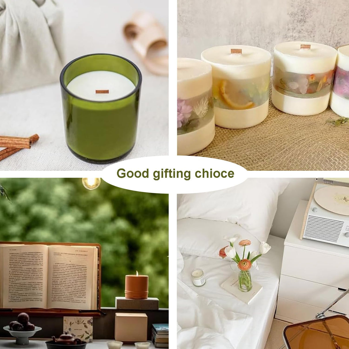 4 X 0.5 100pcs Wooden Candle Wicks and Stands Natural Candle Wood Wicks Candle Cores for DIY Candle Making Craft Smokeless Wood Wicks for Candle Making (Use 2 Wicks per Stand) Phinicco