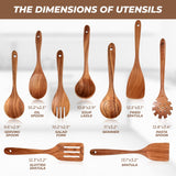 AIUHI Teak Wood Kitchen Utensil Set, 9-Piece Wooden Spoons for Cooking, Wooden Spoons Spatula for Cooking-Non-stick, Durable & Heat Resistant AIUHI