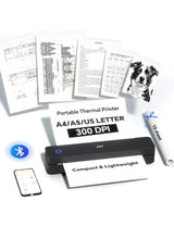 PRT Portable Printer Wireless for Travel, Small Compact Inkless Thermal Printer for Home Use, Office & Vehicles, Bluetooth Printer Supports 8.5" X 11" US Letter A4 A5, for iPhone, Android & Laptop PRT