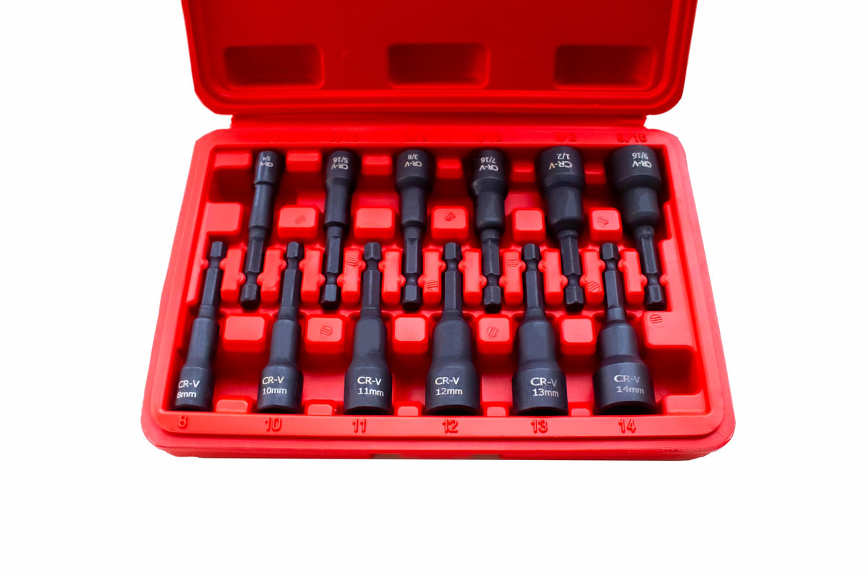 PANOVOS 12Pcs Magnetic Nut Driver Set,Impact Power Hex Nut Driver Drill Bit Master Kit, SAE & Metric, 1/4-Inch Quick-Change| Cr-V Steel PANOVOS
