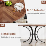 Tribesigns 47" Round Dining Table for 4-6 People, Farmhouse Kitchen Table with Wooden Texture Surface & Pedestal Base, Round Table for Dining Room, Living Room （Only Table） (Brown) Tribesigns