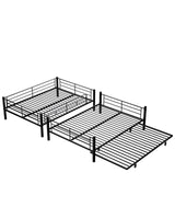 Feetice Full Over Full Bunk Bed with Trundle, Heavy Duty Metal Bed Frame with Full-Length Guardrails & Ladder, 3-in-1 Convertible Full Bunk Bed, Noise-Free, No Box Spring Needed, Black Feetice