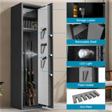 Emasme 5 Gun Safes for Home Rifle and Pistols, Rifle Gun Safe with a Storage Box, Shotgun Safe Without Assembly Required Gun Safe Quick Access, Gun Cabinet with Removable Shelf, Dual Alarm System Emasme