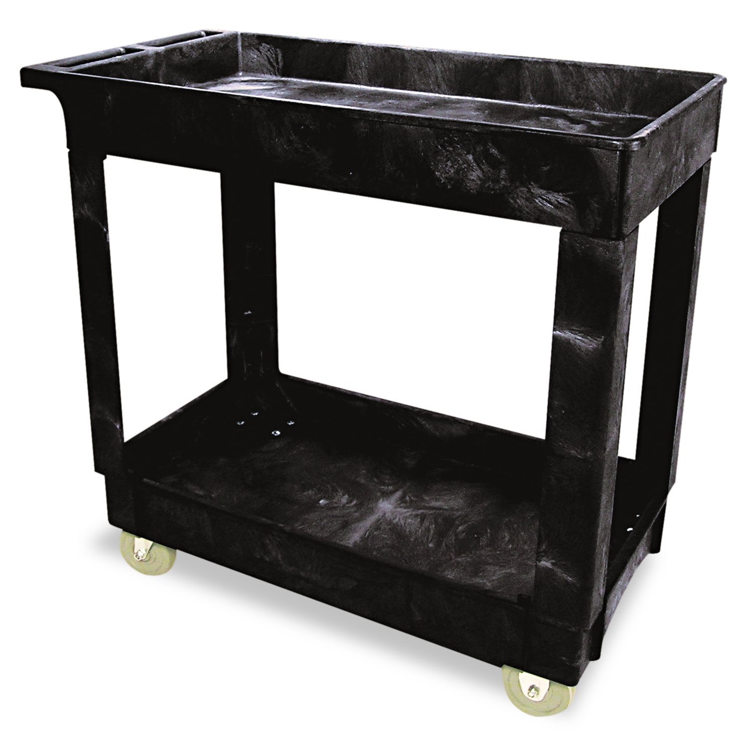 Rubbermaid Commercial 9T6600BLA Service/Utility Cart Two-Shelf 17w x 34d x 31h Black - WoodArtSupply