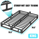 Firpeesy 6 Inch King Bed Frame with Round Corner Edges, Low Profile King Metal Platform Bed Frame with Steel Slat Support, No Box Spring Needed/Easy Assembly/Noise Free Mattress Foundation Firpeesy