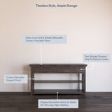 BELLEZE 3 Tier Console Table with Two Storage Shelves & Drawers, Wood Accent Sofa Table for Entryway Living Room Hallway - 55 Inch - Norrell (Espresso) BELLEZE