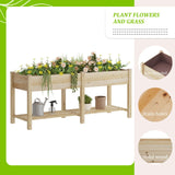 Raised Garden Bed, Planter Box with Storage Shelf, Elevated Wooden Planter Box with Legs, Garden Planter for Backyard, Patio, Balcony, Natural Wood (Natural, L) Dawnyard