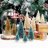 AerWo 24Pcs Mini Christmas Trees Bottle Brush Trees with Wood Base, Christmas Village Trees for Tabletop Christmas Decor Holiday Winter Decorations AerWo