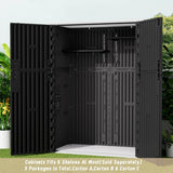 KINYING Outdoor Vertical Storage Shed,57 Cu.ft Outdoor Storage Cabinet Waterproof,Resin Sheds & Outdoor Storage Clearance for Garden,Patio,Backyard,Lockable (Black) KINYING