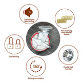 Nisorpa 6 inch Heavy Duty Casters Set of 4 Swivel Steel Wheels Red Polyurethane Lockable Caster Wheels for Industrial Trailer, Furniture - 2 with Brakes and 2 without Brakes Nisorpa