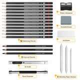 Wonwood_direct Professional Drawing Set Sketch Pencils Kit, 23 Pack Drawing Pencil, Charcoal, Graphite Pencils for Artists Beginner, Ideal for Sketching, Shading Wonwood_direct