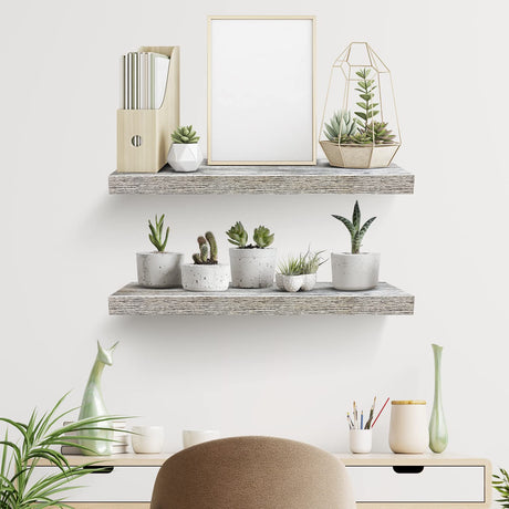 Rustic Sorbus Floating Wall Shelves – 24 x 9 Inch Decorative Storage, 2 Pack for Home, Kitchen, and Bathroom Sorbus