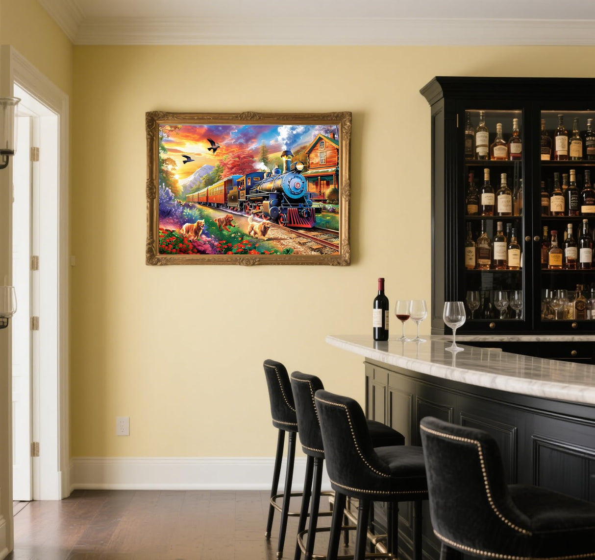 GXGLLPZBY 5D Dogs Diamond Painting Kits for Beginners, DIY Train Diamond Art Kits for Adult, Full Round Diamond Dot Gem Art Kits, Home Wall Decoration 11.8x15.8 Inches GXGLLPZBY